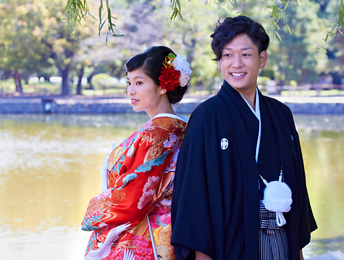 Novomanželé v kimonu